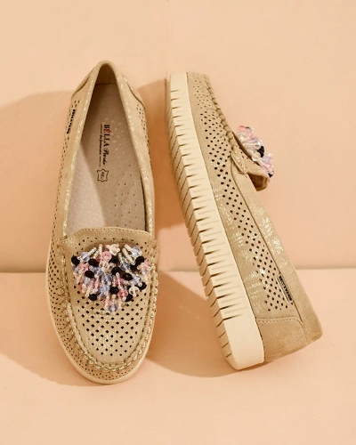 Royalfashion Дамски ажурни мокасини с мъниста Namis