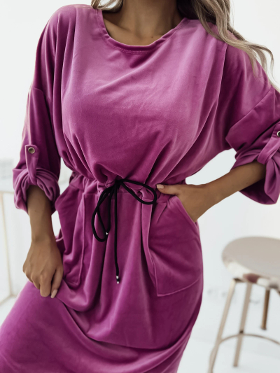 Royalfashion Дамска миди рокля в цвят фуксия