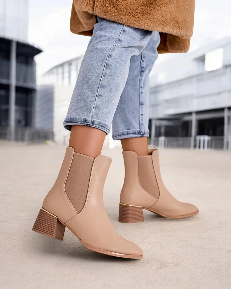 Дамски глезенови боти с нисък ток Royalfashion Eterra