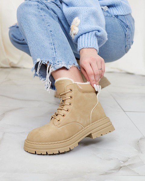 Royalfashion Бежови дамски изолирани ботуши тип "трапер" Radoras