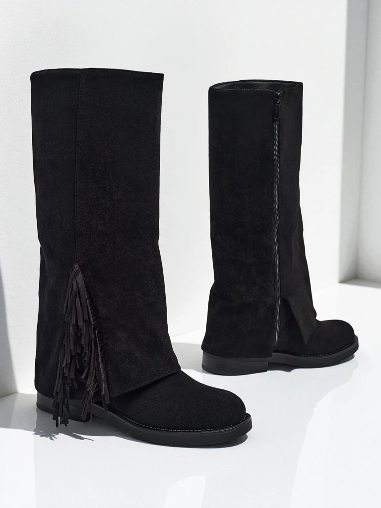 Дамски еко велурени ботуши с горна част Ismara