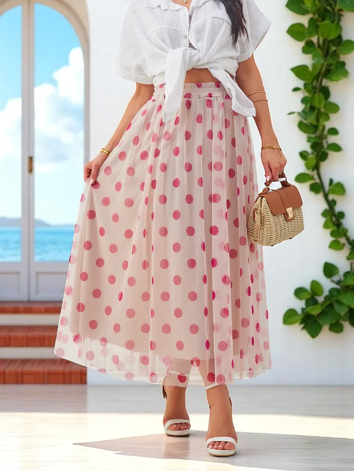 Рокля midi от вискоза с тюл на точки от Royalfashion