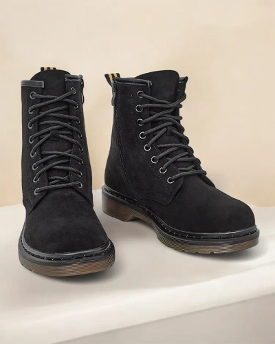 Дамски обувки от еко-велур и еко-кожа на краста Royalfashion с връзки на глезена модел Rullo