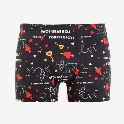 Czarne męskie bokserki z printem - Bielizna