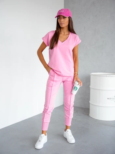 Royalfashion Дамски памучен ежедневен комплект с къси ръкави