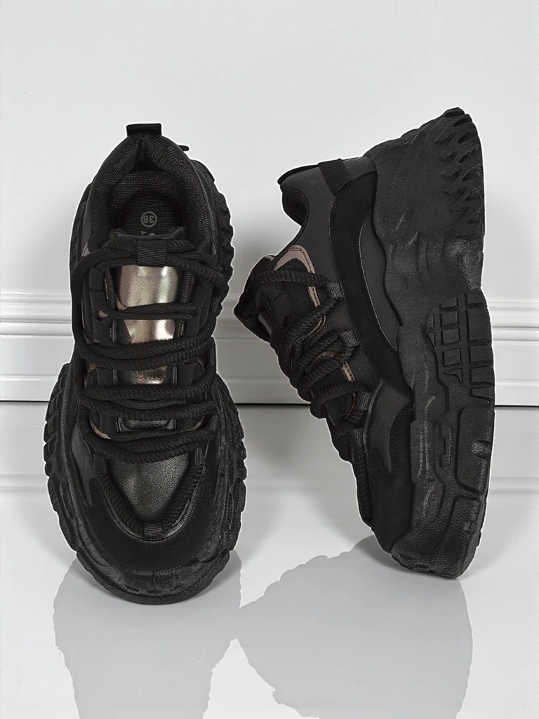 Aurelia Nero – Дамски Сникърси Chunky от Екологична Кожа Черни 6,5 см