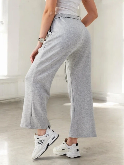 Royalfashion Широки дамски платнени панталони с декоративен колан