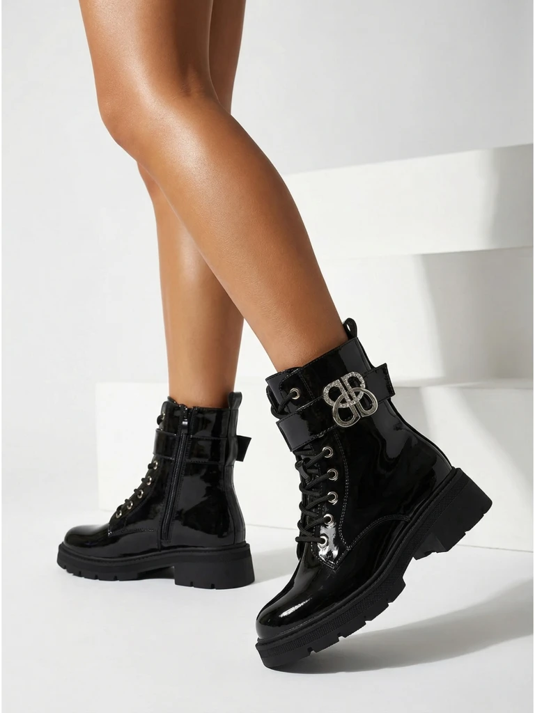 Лакирани дамски еко кожени боти Veuli