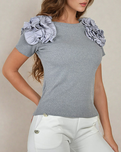 Royalfashion Прилепнала дамска блуза с ребра