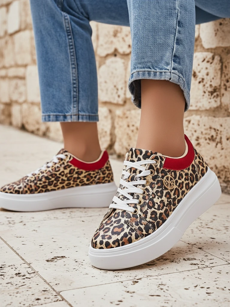 Royalfashion Дамски перфорирани спортни маратонки Leopess