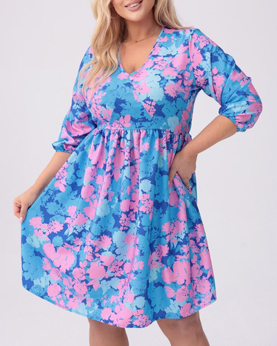 Royalfashion Дамска рокля с дължина до коляното и принт PLUS SIZE