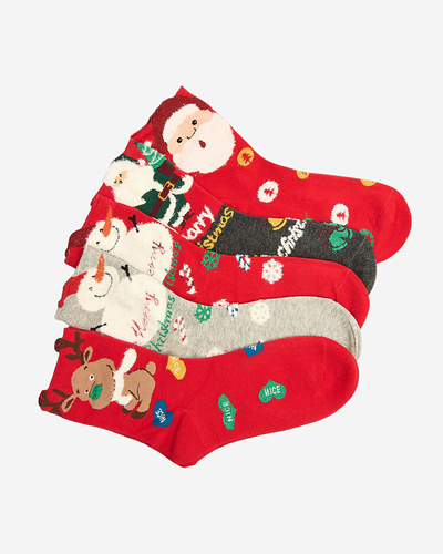 Kolorowe damskie skarpetki ze świątecznym wzorem - Bielizna