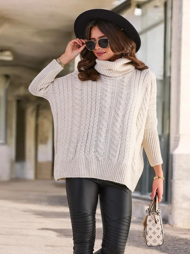 Royalfashion Дамски пуловер с волан