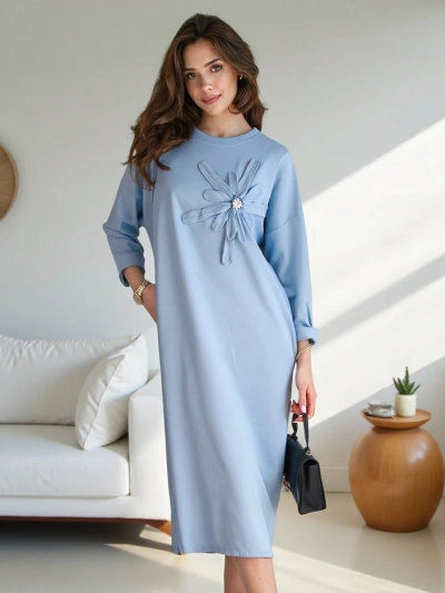 Royalfashion дамска миди рокля, с голям размер от плат с цвете