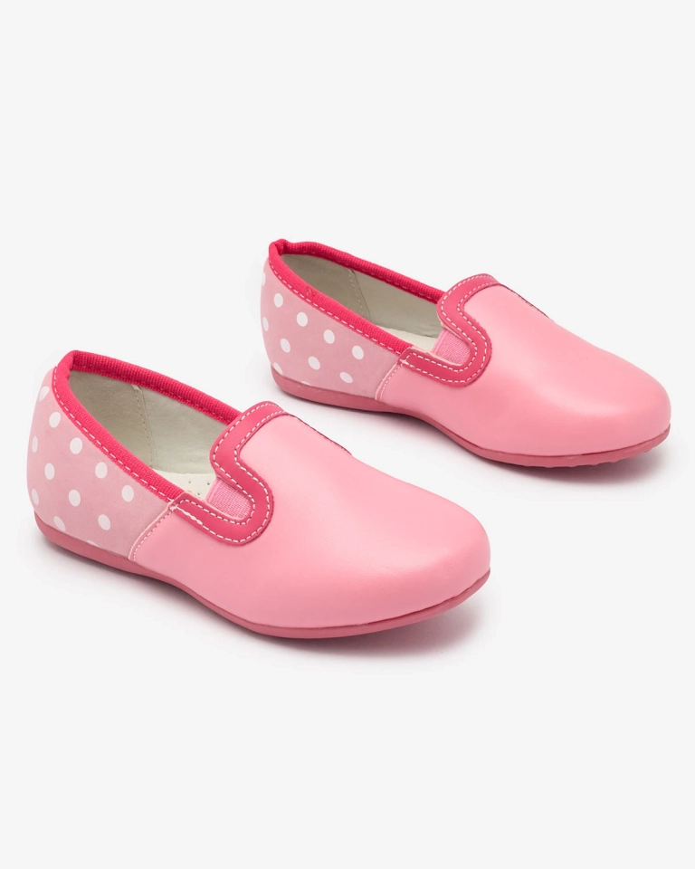 Розови полуобувки за момичета от екокожа с щампа на грах Rellme- Footwear