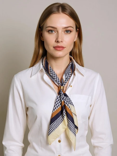 Apollonia елегантен дамски шал от полиестер 69x66 см – бял/черен