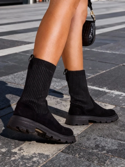 Женски ботуши Royalfashion с втъкана връзка Derette