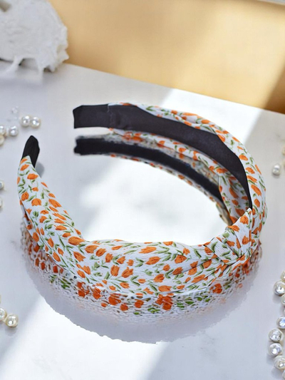 Royalfashion Лента за коса с панделка на флорален мотив Lilia