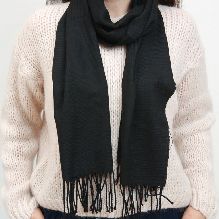 Класически черен тесен едноцветен дамски шал - Аксесоари