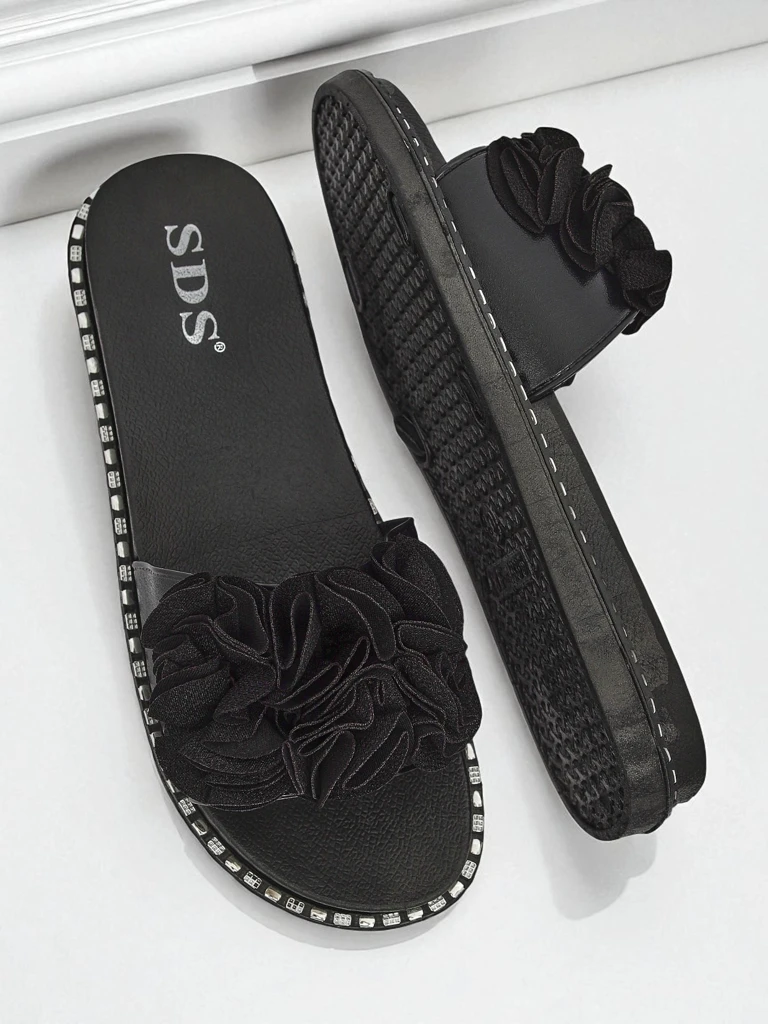 Royalfashion Дамски чехли с равна подметка Flora Verde