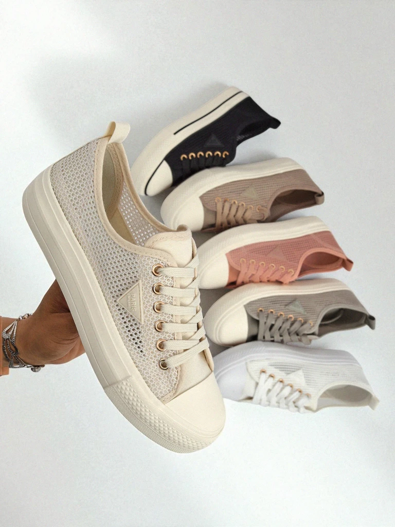 Дамски бежови кецове Callista Mesh – плосък ток, колекция Лято Есен