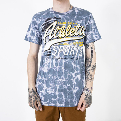 Szara bawełniana koszulka męska z printem - Odzież