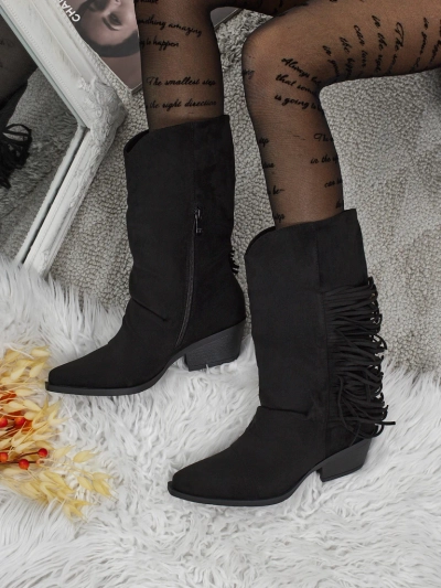 Дамски каубойски ботуши на ток с ресни Selva