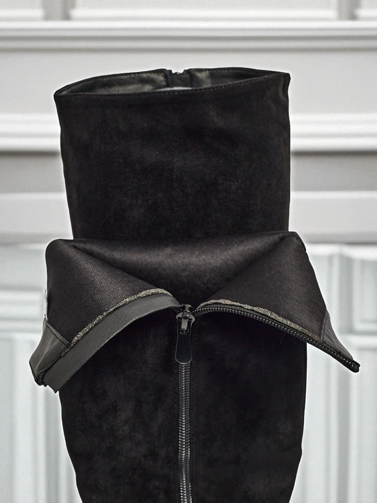 Дамски еко велурени ботуши на ток GaleNest