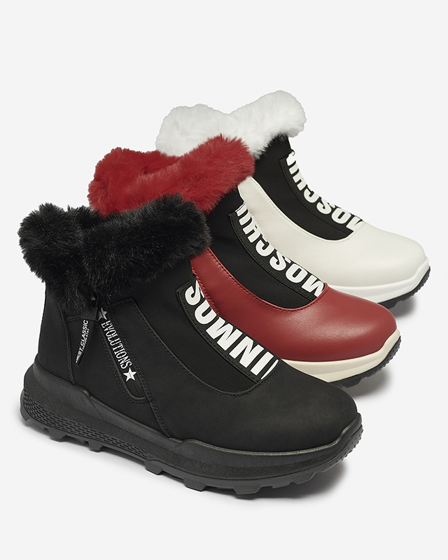 Червени дамски изолирани ботуши с кожа Scherr- Footwear