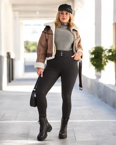 Royalfashion Памучни дамски PLUS SIZE трегинг панталони