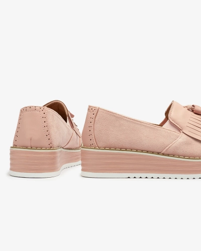 Розови дамски полуботуши на нисък ток Veolita- Footwear