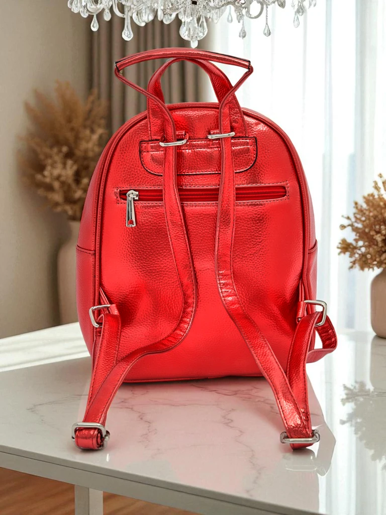 Royalfashion Дамска раница от еко кожа с райета Metallic Stripes