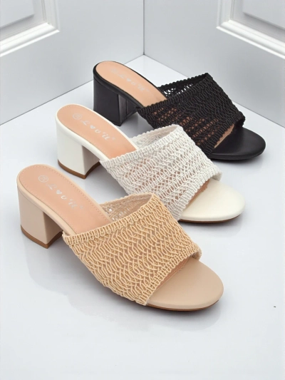 Royalfashion Дамски чехли на ток тип стълб Sole Bloom