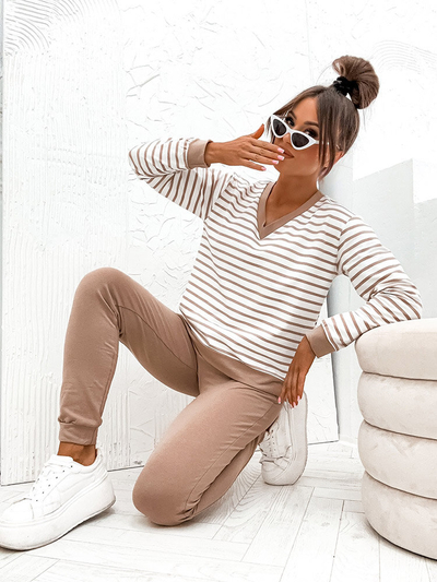 Royalfashion Дамски памучен комплект на райета