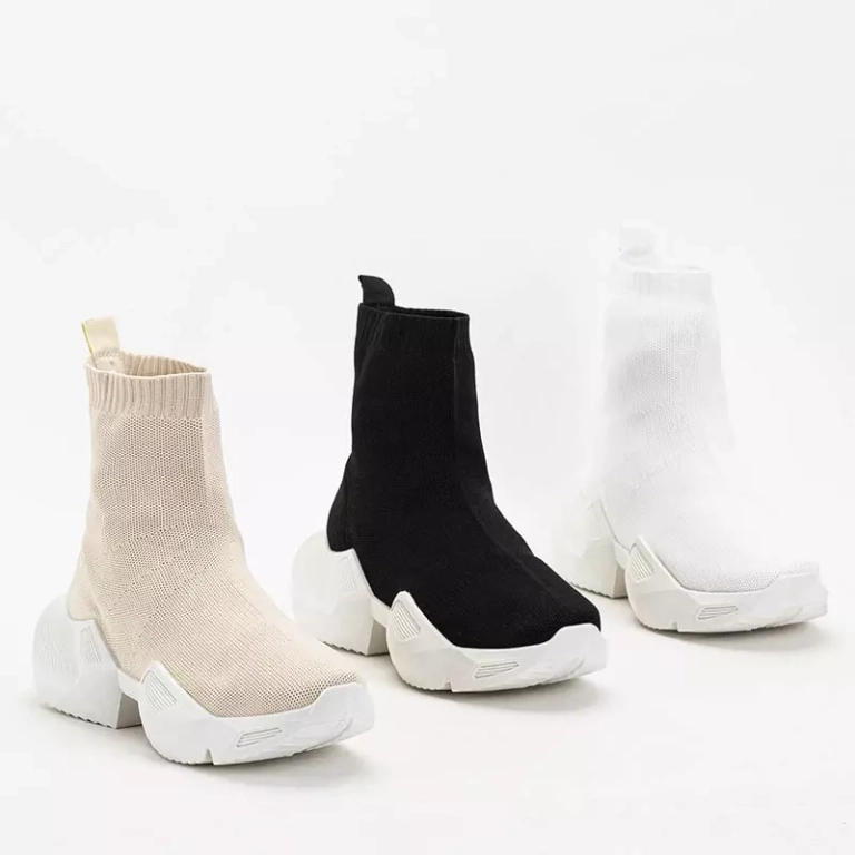 OUTLET Białe damskie wysokie sportowe buty Gohi - Obuwie