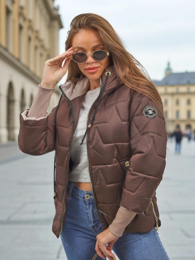 Дамско ватирано яке с качулка и ластици на ръкавите Silent Ridge