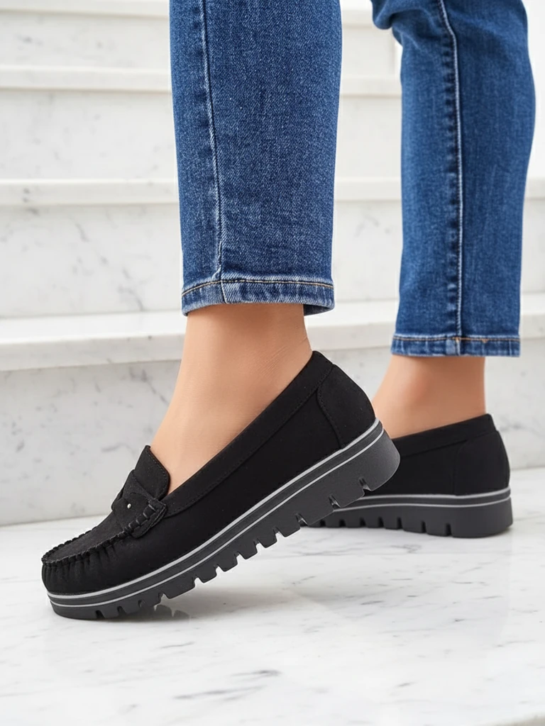 Sabella Черни Мокасини от Еко кожа