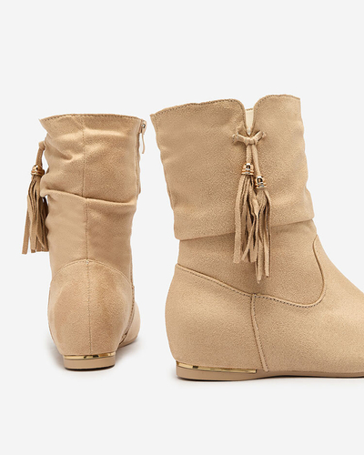 Royalfashion Бежови ботуши от екокожа със скрита котва Прекрасни