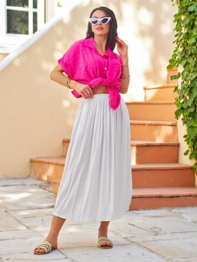 Royalfashion Вискозен дамски миди лятна пола, лека с два джоба