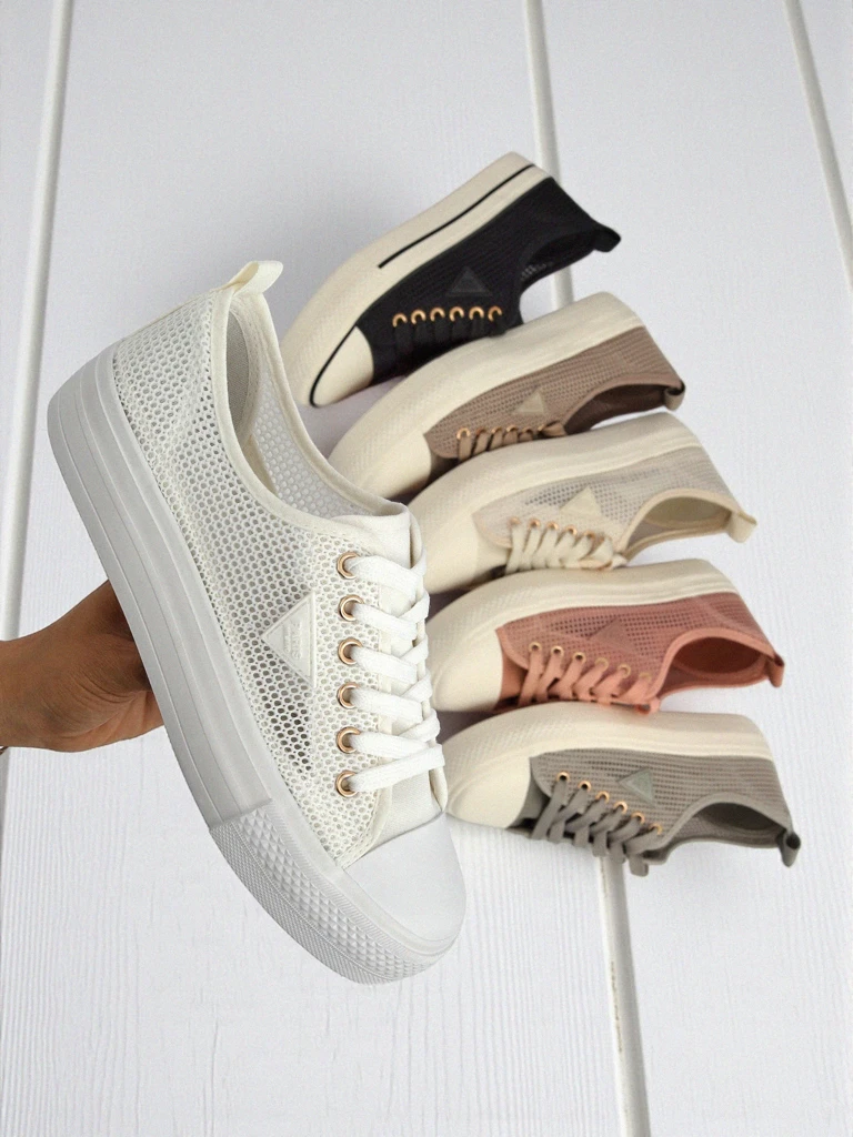 Дамски бели кецове Ariadne Mesh – дишащи кецове на плоска подметка