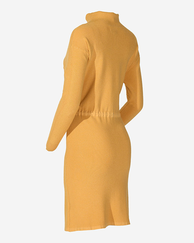 Жълта дамска рокля-пуловер - Clothing