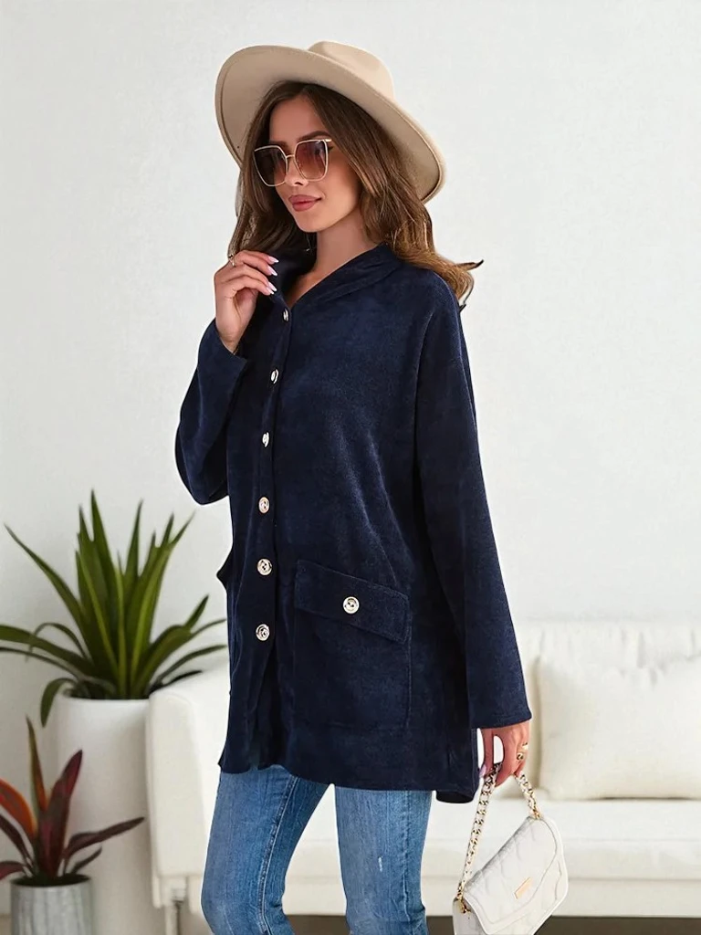 Дамски кардиган Royalfashion със златни копчета PLUS SIZE