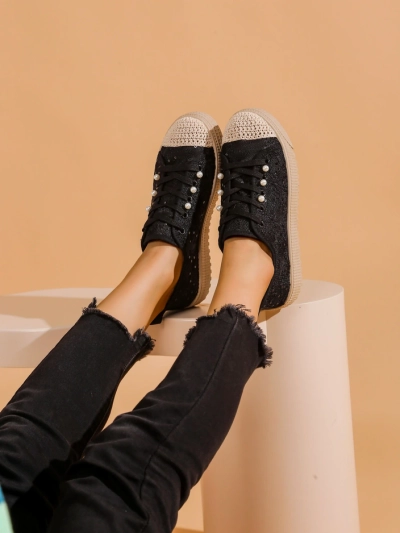 Royalfashion Дамски кецове от дантела с пайети Nille