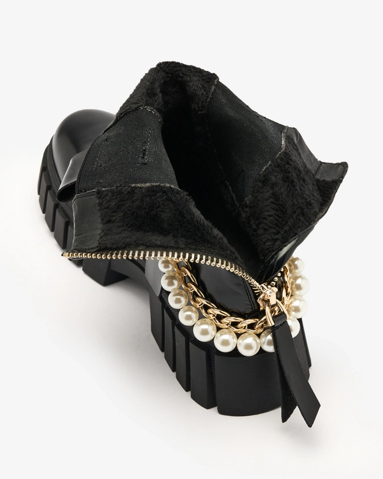 Royalfashion Черни дамски ботуши Zifosca