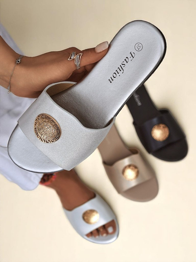 Royalfashion Дамски чехли на равна подметка Golden Slip