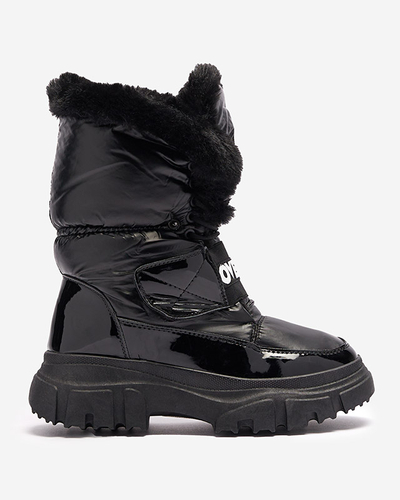 Дамски ботуши за сняг с плоска подметка в черно Sapollo- Footwear