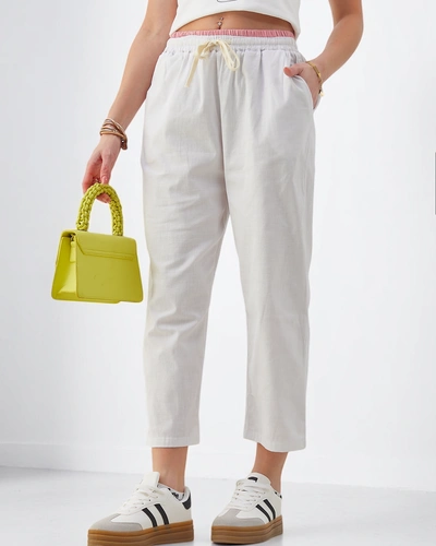 Розалфешън памучни широки женски панталони с връзка