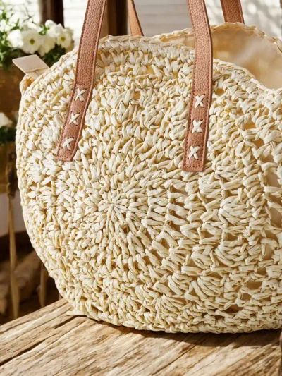 Royalfashion Голяма овална straw чанта за жени