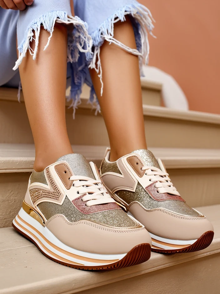 Royalfashion Женски маратонки с блясък Borovis