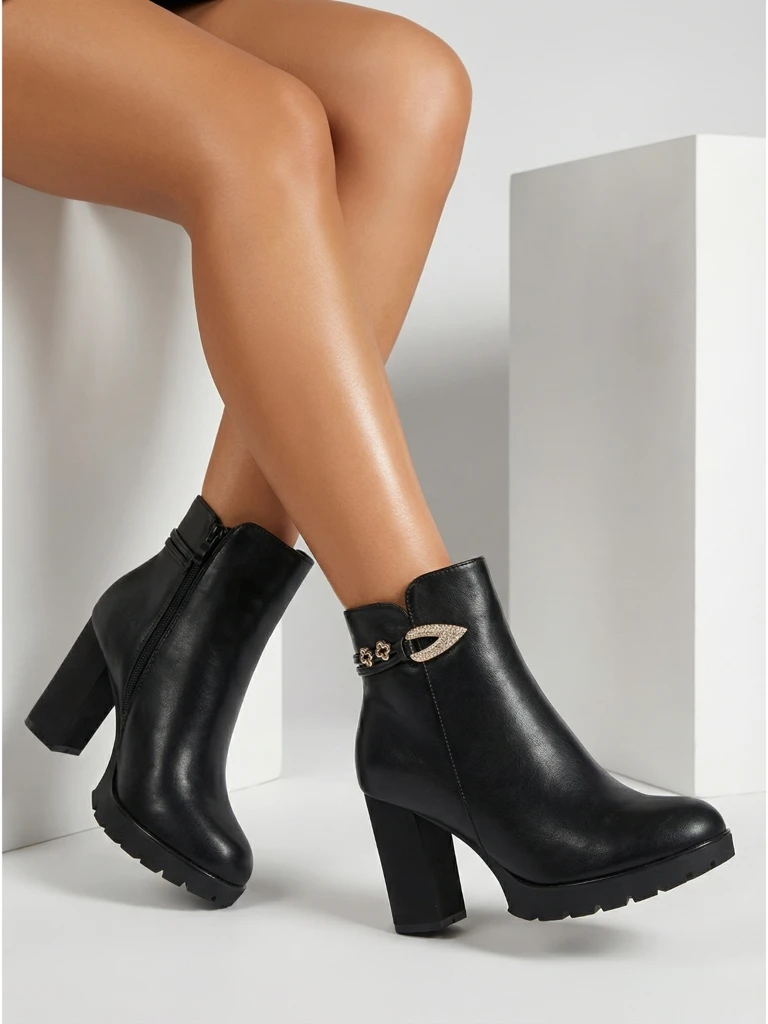 Дамски боти от еко кожа на ток Sylvar